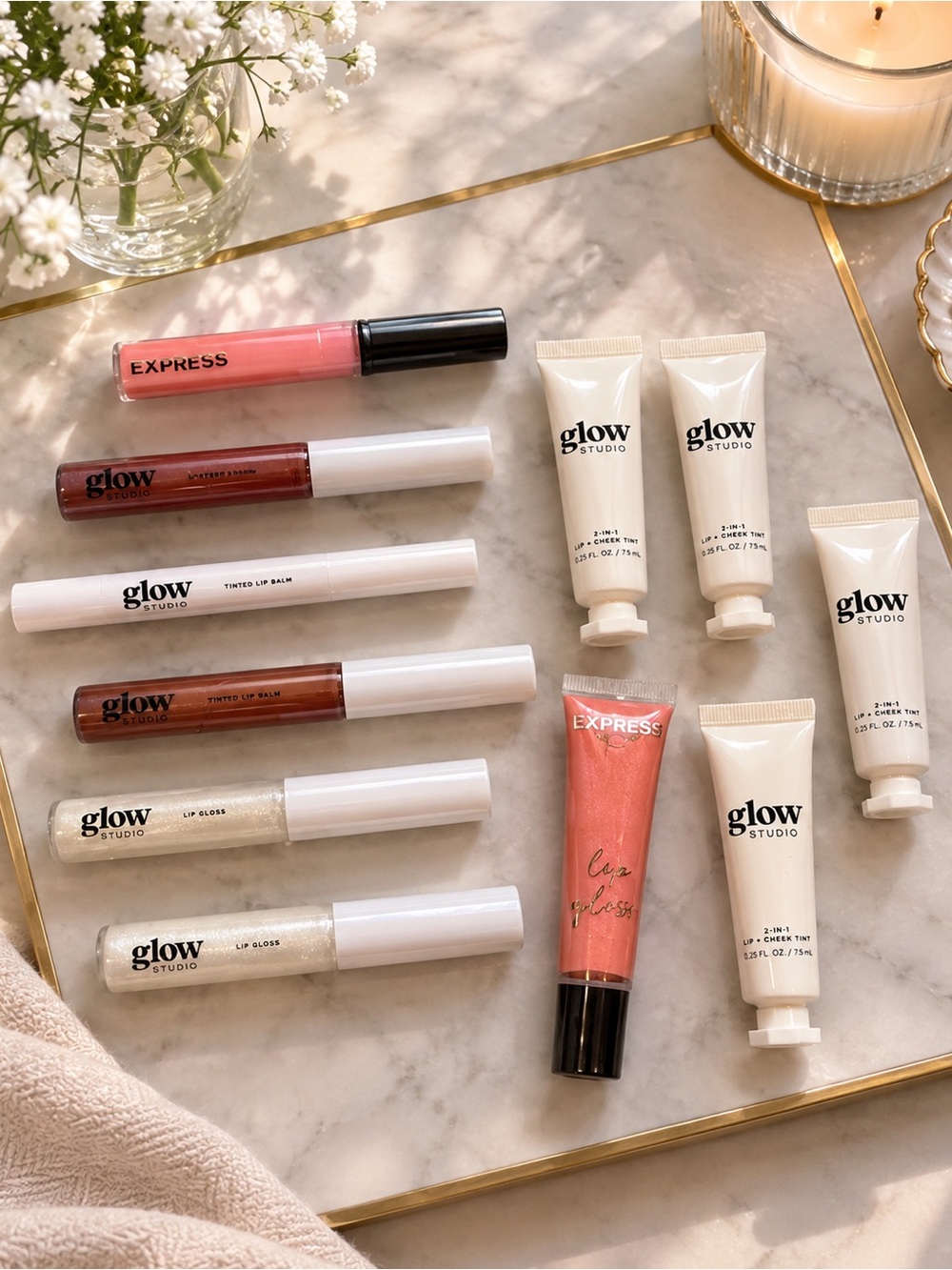 11-Piece Express Makeup Lip Gloss Lip Tint Bundle - ALL NWT & SEALED Pink Bronze